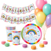 24 Kişilik Gökkuşağı Bulut Konseptli Doğum Günü Parti Seti Rengarenk Pastel Makaron Renkler Balon Set