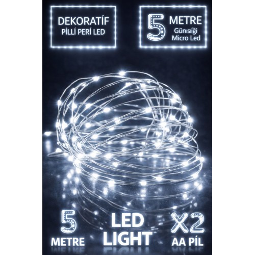Peri Led Işık 5 Metre (Beyaz) Peri Led Işık 5 Metre (Beyaz)
