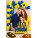 Sarı Lacivert 40li Doğum Günü Balon Zinciri ve Yapışkanı Metalik Koyu Mavi Seti Konsept Parti