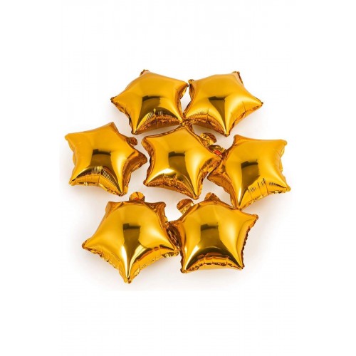 12 Adet Minik Boy 25 Cm 10 Inç Gold Altın Sarısı Yıldız Folyo Balon Set