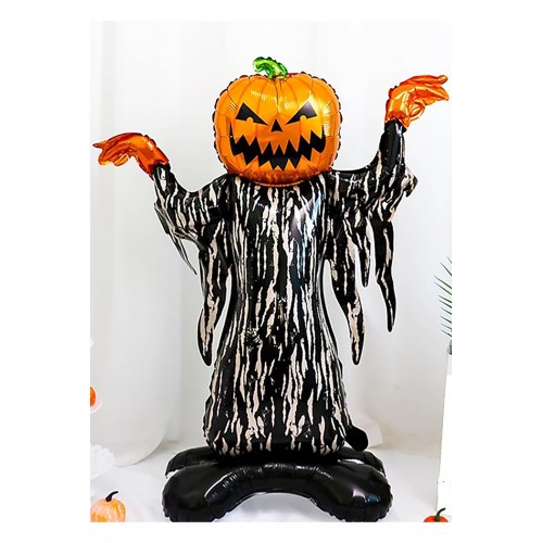  1 Adet Halloween Büyük Balkabağı Korkuluk Folyo Balon, Cadılar Bayramı Korkunç Parti Balonu 86x115cm