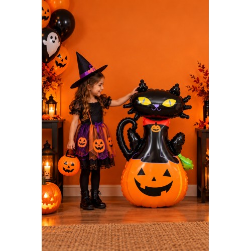 Halloween Yarasa Büyük Folyo Balon Siyah Turuncu Cadılar Bayramı Parti Süsleme Dekoratif