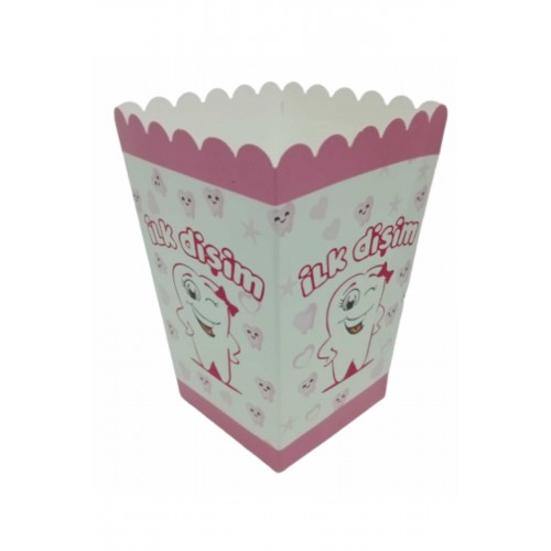 10 Adet Pembe İlk Diş Partisi Mısır İkram Kutusu Diş Buğdayı