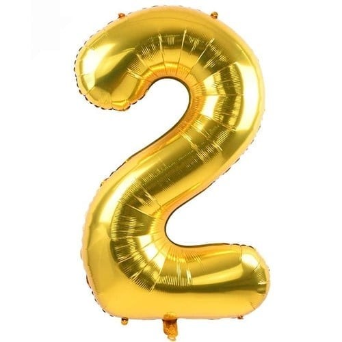1 Adet Rakam Folyo Balon 2 Rakamı Büyük Boy Balon Altın Sarısı /Dore 100CM