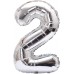 Rakam Folyo Balon 2 Rakamı Büyük Boy Balon Gümüş/Gri 100CM