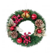 Yılbaşı Kapı Süsü Kapı Çelengi 24 Cm Yılbaşı Kokinalı Kozalaklı Çelenk