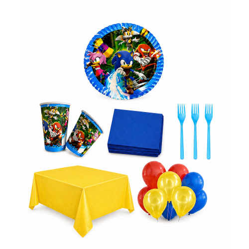 24 Kişilik Sonic Boom Doğum Günü Parti Seti Süper Sonik