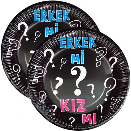 1 Adet Siyah 8li Cinsiyet Partisi Konsepti Tabağı	