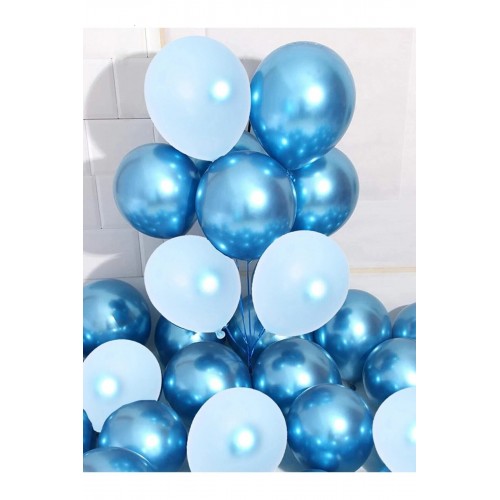 15li Krom Mavi Ve Makaron (PASTEL MAT) Doğum Günü Parti Süsleme Balonu