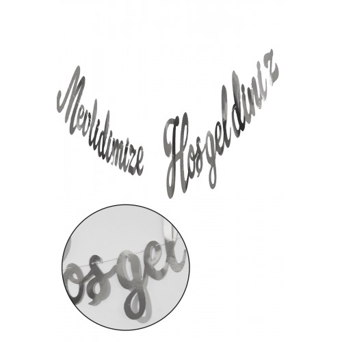 1 Adet Gümüş Mevlidimize Hoşgeldiniz Kaligrafi Yazı Banner Sünnet Bebek Diş Mevlidi Yazı 160cm