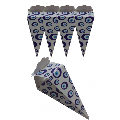 25 Adet Nazar Boncuklu Sünnet Külahı Lokumluk Hediyelik Dağıtmalık Mevlid Şeker Kutusu