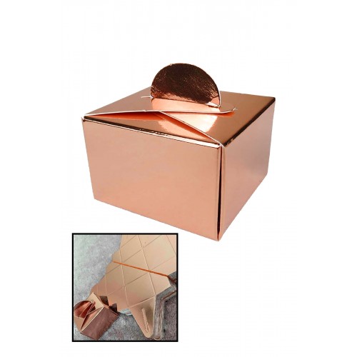 50 Adet Gold Rose Renk Lokum Ve Şeker Kutusu Parlak Mevlit Hediye Kutusu Lokumluk