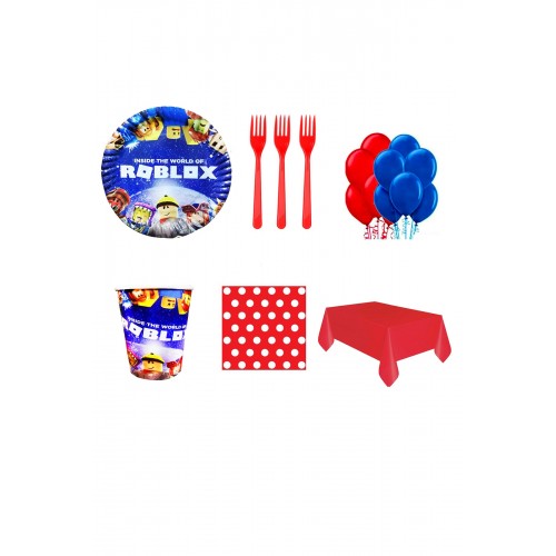 24 Kişilik Standart Roblox Doğum Günü Parti Malzemeleri Süsleri Seti