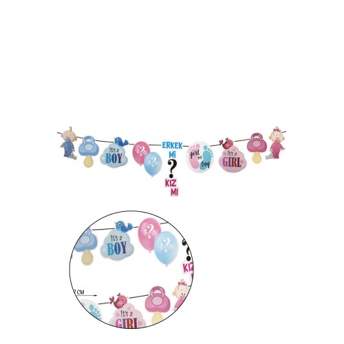 Cinsiyet Partisi Kız Mı Erkek Mi Dekoratif Banner Süs Cinsiyet Belirleme Uzar Süs
