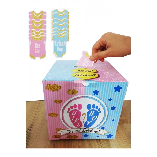 Cinsiyet Partisi Tahmin Kutusu Boy Girl Cinsiyet Belirleme Erkek Mi Kız Mı 19x19cm