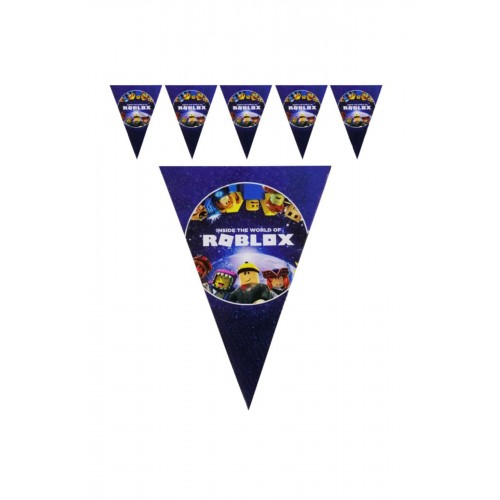 Roblox 11 Bayraklı Büyük Üçgen Flama 2mt Doğum Günü Parti Süsü