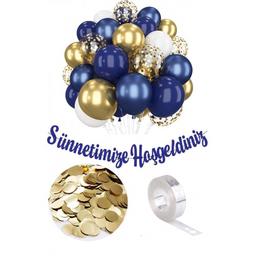 Sünnet Oda Mekan Süsleme Seti Sünnet Yazı, Gold Krom Pullu Şeffaf Balon Zincir Seti Sünnet Mevlidi