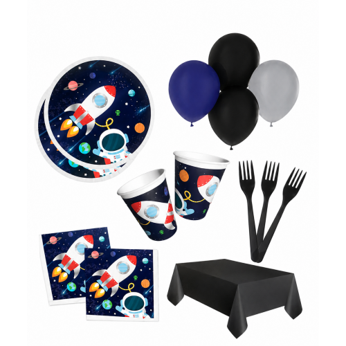 Kozmik Galaksi 16  Kişilik Uzay Temalı Doğum Günü Parti Malzemeleri Paketi