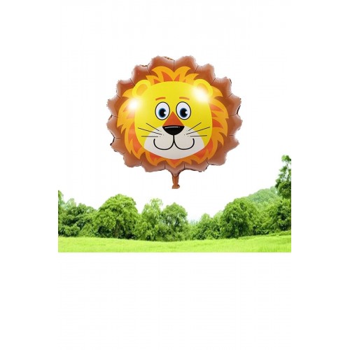 Büyük Aslan Kafa 55CM Folyo Balon Safari Tema Hayvan Orman Serisi Arslan