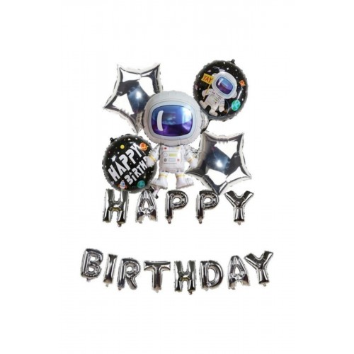 Uzay Temalı Happy Birthday Folyo Balon Seti