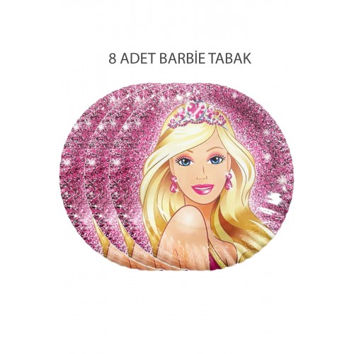 Barbie 8li Tabak 23cm Doğum Günü Parti Tabağı