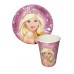 Barbie 8 Tabak, 8 Bardak, Parti Malzemeleri Barbie Doğum Günü Parti Tabağı Bardağı