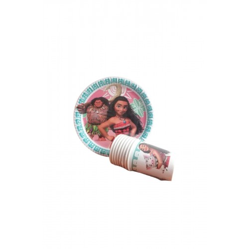 Moana Temalı Tabak Bardak 8'li Set