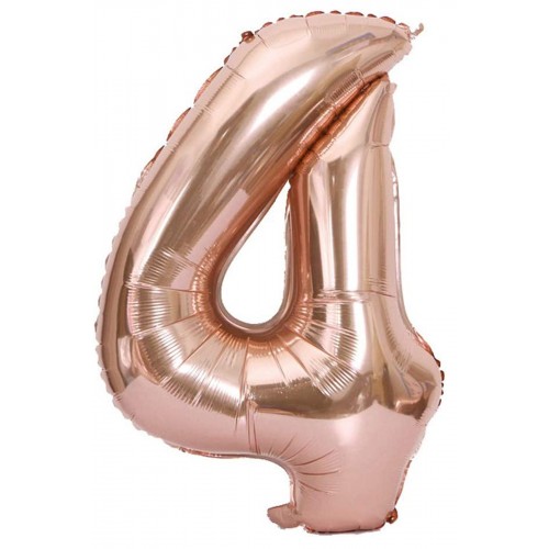 100 Cm Rose Gold Büyük Folyo 4 Yaş Rakam Balon 40inc
