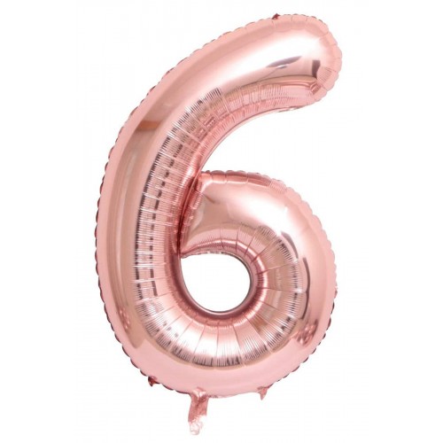 100 Cm Rose Gold Büyük Folyo 6 Yaş Rakam Balon 40inc