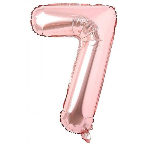 100 Cm Rose Gold Büyük Folyo 7 Yaş Rakam Balon 40inc