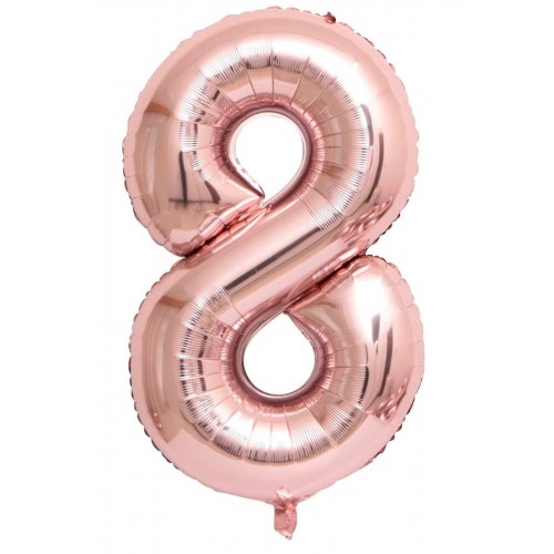 100 Cm Rose Gold Büyük Folyo 8 Yaş Rakam Balon 40inc