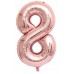 100 Cm Rose Gold Büyük Folyo 8 Yaş Rakam Balon 40inc