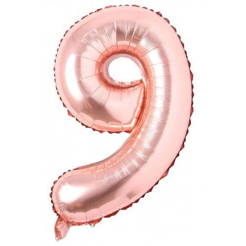 100 Cm Rose Gold Büyük Folyo 9 Yaş Rakam Balon 40inc