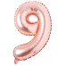 100 Cm Rose Gold Büyük Folyo 9 Yaş Rakam Balon 40inc