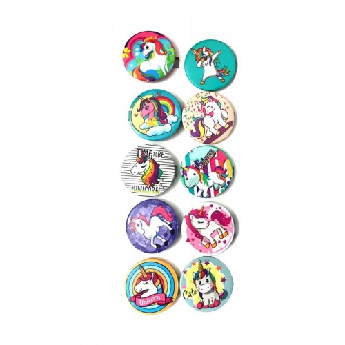 10 Adet Unicorn Rozet, Hediyelik Tek Boynuzlu At Yaka Rozetleri