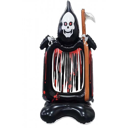 1 Ad Halloween Oraklı İskelet Korkuluk Folyo Balon, Cadılar Bayramı Kuru Kafa Parti Balonu 69x126cm