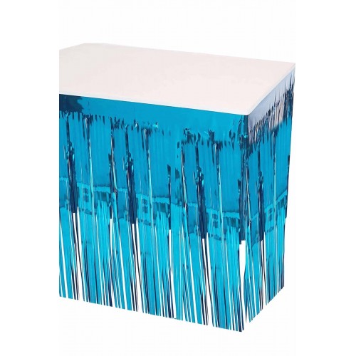 1 Adet Açık Mavi Metalize Folyo Püskül Masa Eteği Masa Kenar Süsü