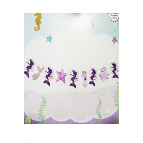 1 Adet Deniz Kızı Yıldız Inci Modelli Banner Deniz Kızı Temalı Dekor Süs 1,50 Mt
