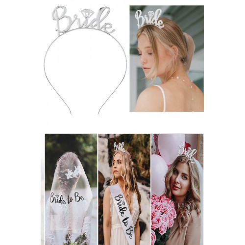 1 Adet Gümüş Bride To Be Taç, Bekarlığa Veda Nedime Taçı 