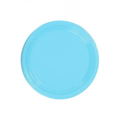 25 Adet Açık Mavi Plastik Kullan At Doğum Günü Parti Tabağı
