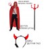 3 Parça Halloween Şeytan Kostüm Set: Işıklı Boynuz Tac , Kırmızı Pelerin , Zebani Şeytan Çatalı