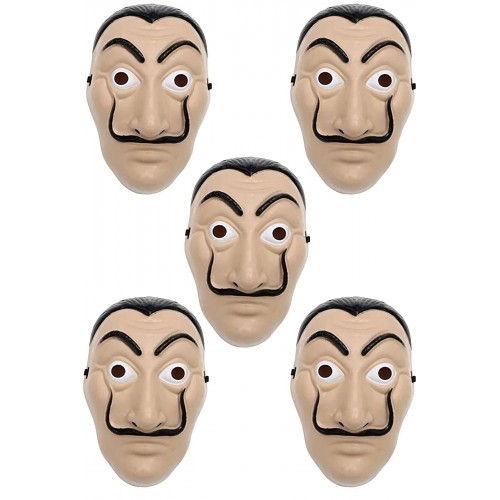  5 Adet La Casa De Papel Salvador Dali Maske Halloween Cadılar Bayramı Kostüm Partisi Şaka25x15cm