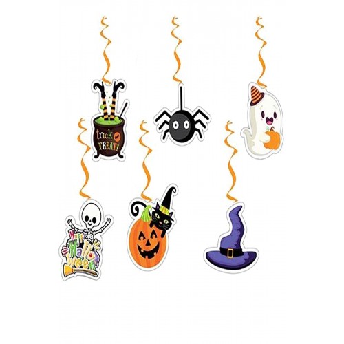 6'lı Cadılar Bayramı Halloween Örümcek, Balkabağı, Cadı Dekoratif Sarkıt Süs Asmalı Dekor