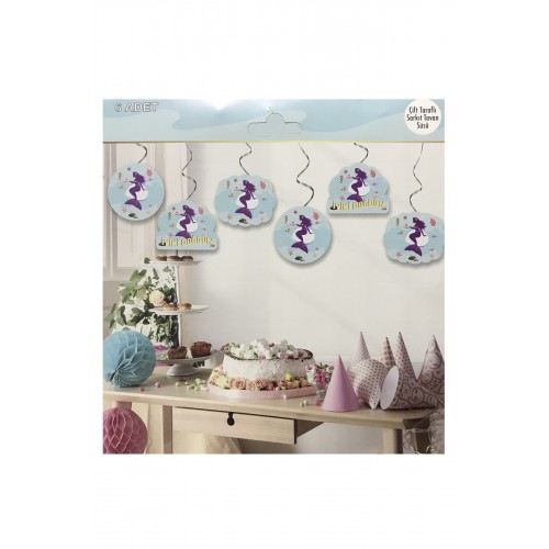 6lı Deniz Kızı Doğum Günü Süsü, İpli Tavan Tepe Süsleri