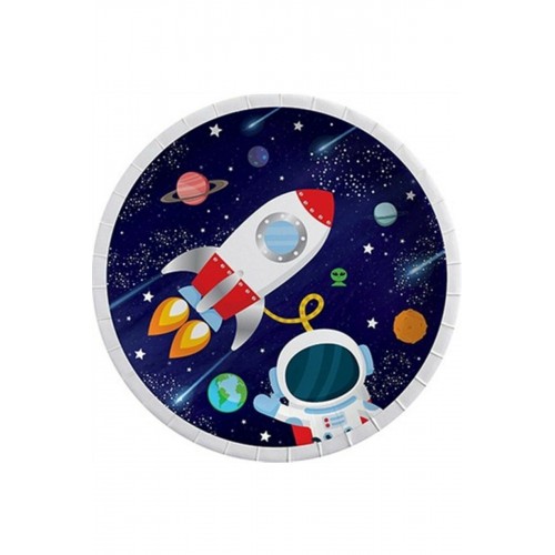 8li Kozmik Galaksi Uzay Temalı Karton Tabak Astronot Doğum Günü