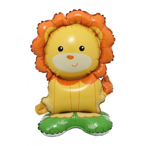 Ayaklı Aslan Folyo Balon 3d Safari Hayvanlar Konsept Balon Dik Durabilen 41cm