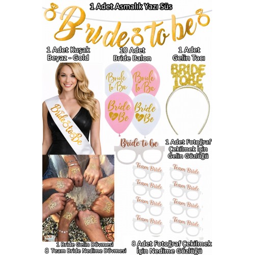 Bride To Be Partisi Seti Team Bride Bekarlığa Veda Konsept Gold