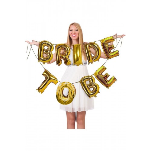 Bride To Be Yazılı Folyo Balon Konsepti Gold Altın Sarısı Bekarlığa Veda Partisi Büyük Balon Seti