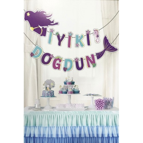 Deniz Kızı Iyi Ki Doğdun Banner Flama Doğum Günü Parti Seti 190 Cm