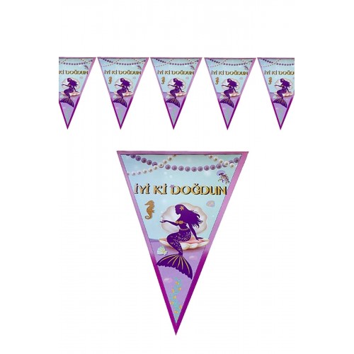 Deniz Kızı Iyi Ki Doğdun Flama Bayrak Doğum Günü Süsleri 1,60cm